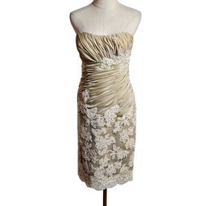 Love Gold And White Mini  Strapless Dress
